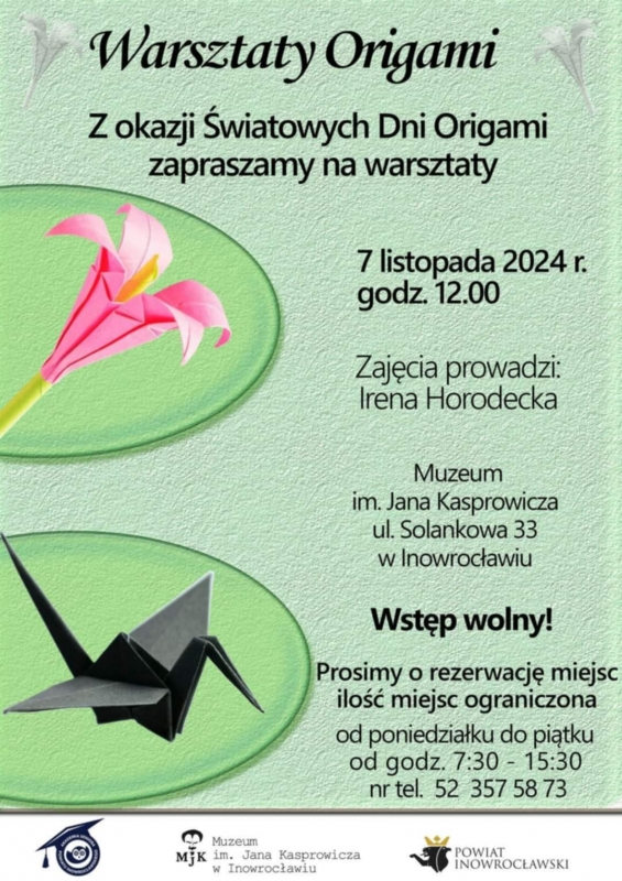 Warsztaty z origami w powiatowym muzeum